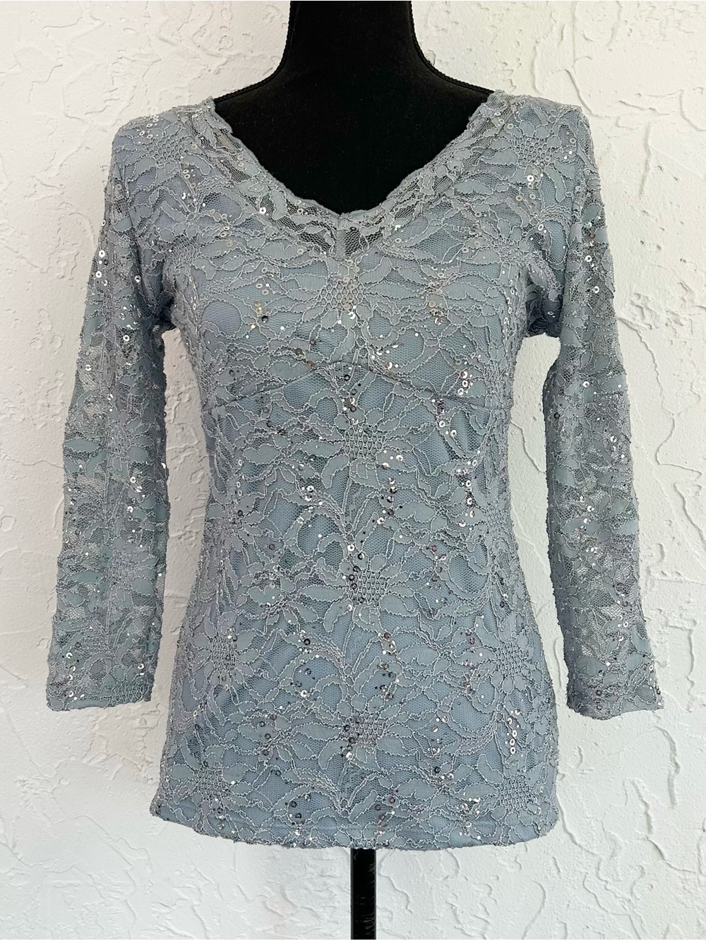 Boston Proper V-neck Lace Sparkly Top Fairycore Cinderella Whimsigoth Medium